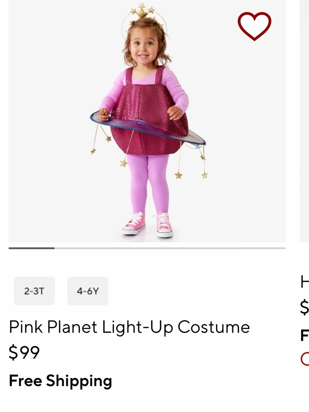 Pottery Barn Kids Pink Planet Light-Up Costume